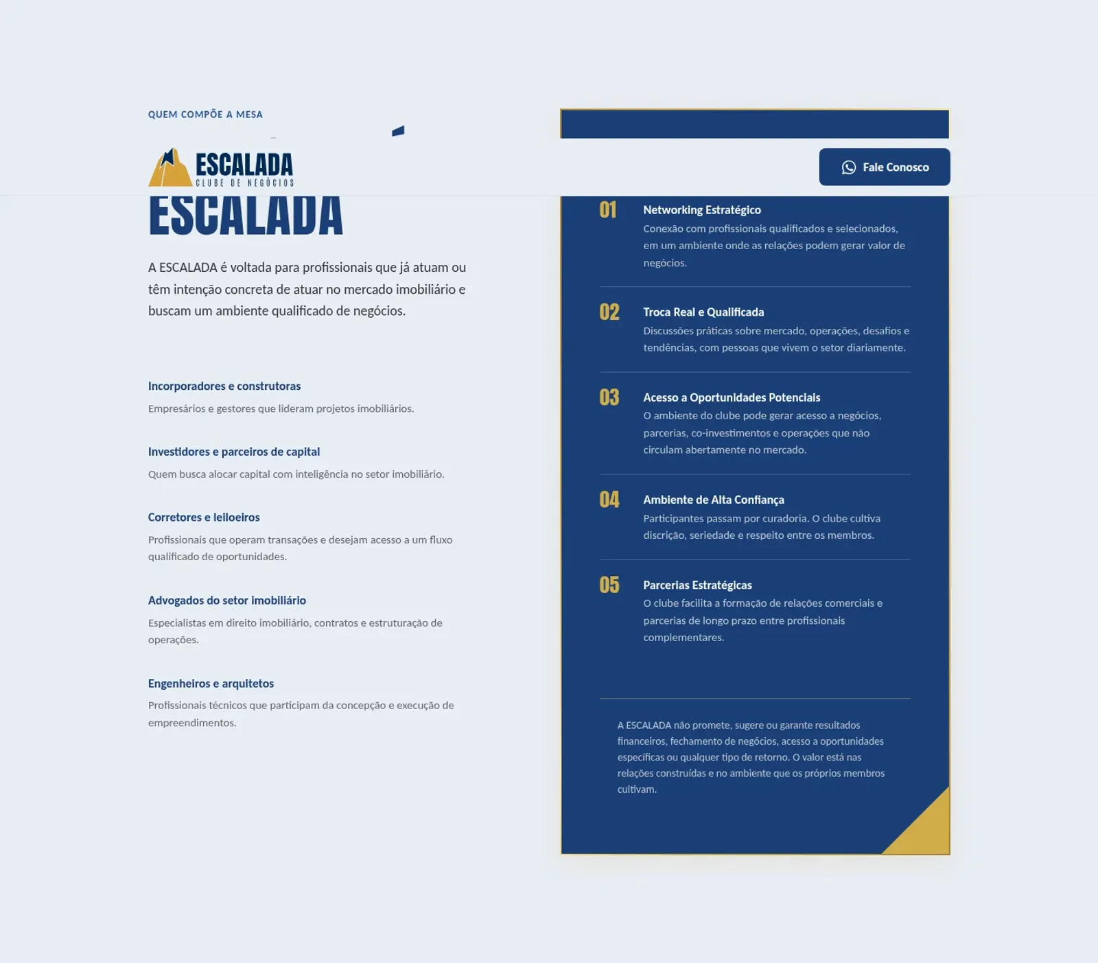 Escalada — seção de público-alvo e perfil de participantes