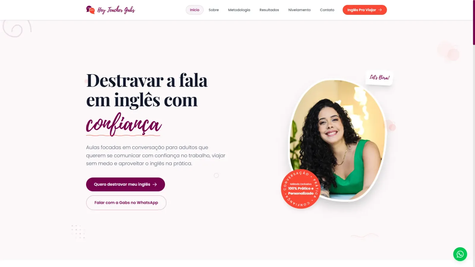 Hey Teacher Gabs — home page arquitetura completa
