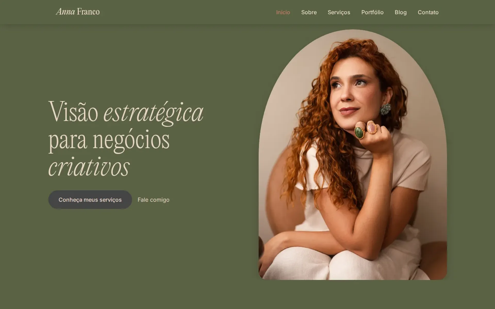 Anna Franco — hero com visão estratégica para negócios criativos
