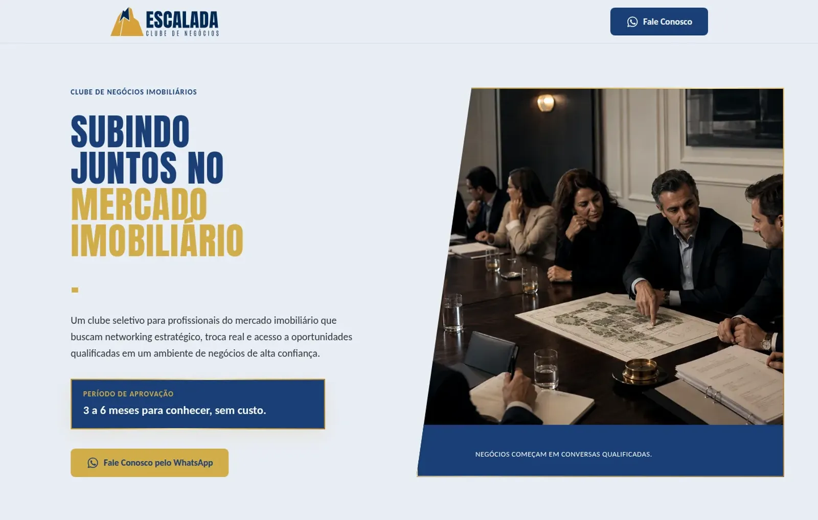 Escalada — home page com hero institucional e proposta do grupo