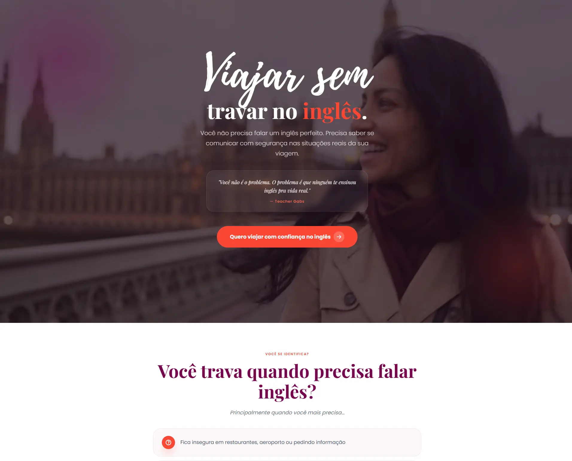 Hey Teacher Gabs — landing page Inglês Pra Viajar